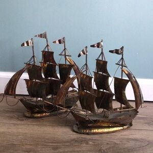 VTG Brutalist Copper coated Mid-Century  Sculpture Sailing Ship Boat. whimsical